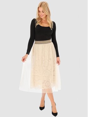 Perso Perso Sukňa JPE230069F Béžová Regular Fit