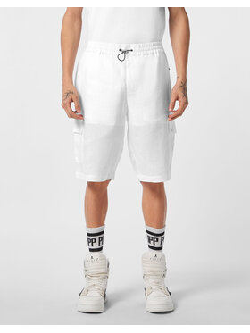 PHILIPP PLEIN PHILIPP PLEIN Šortky z materiálu 24503 Bílá Regular Fit