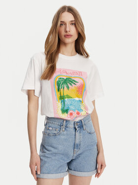 Roxy Roxy T-Shirt ERJZT05899 Biały Relaxed Fit