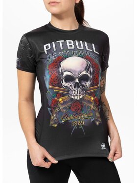 PITBULL PITBULL T-Shirt Koszulka sportowa damska Mesh SANTA MUERTE XL Czarny Regular Fit