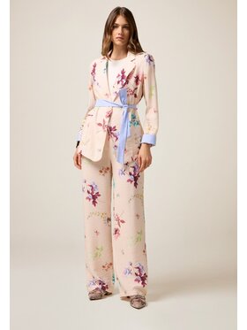 Oltre Oltre Pantaloni di tessuto P010J002466N0R2 Rosa Baggy Fit