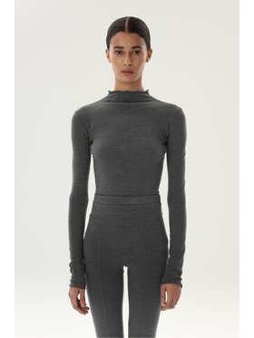 Laretaggio Laretaggio Bluzka SEGGIO WOOL LONGSLEEVE IN GREY Szary Slim Fit