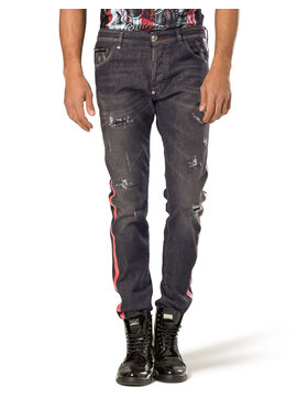PHILIPP PLEIN PHILIPP PLEIN Bavlnené nohavice 30790 Čierna Straight Fit