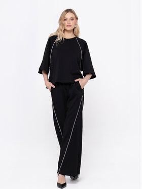 Miss LK Miss LK Spodnie materiałowe MISSLKS Czarny Wide Leg