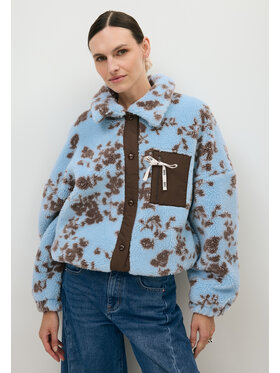 BIZUU BIZUU Bunda pro přechodné období TEDDY FLORAL FLEECE JACKET Modrá Standard Fit
