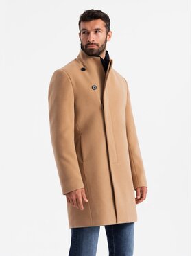 Ombre Ombre Płaszcz przejściowy OM-COWC-0141 Brązowy Regular Fit