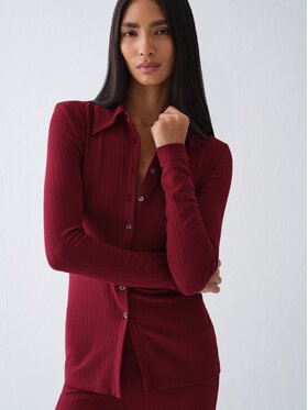 La Mania La Mania Bluzka COMELLE Bordowy Basic Fit