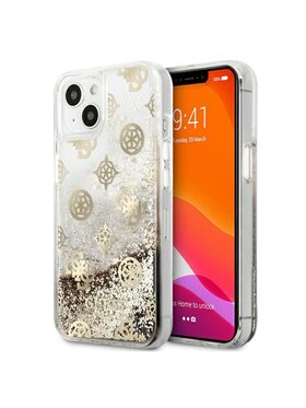 Guess Guess Etui na telefon Peony Liquid Glitter Złoty
