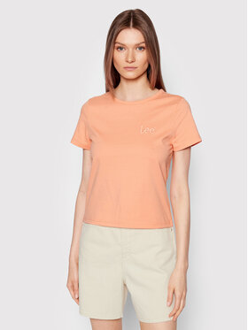 Lee Lee T-Shirt Shrunken L44TETUS 112145186 Pomarańczowy Slim Fit