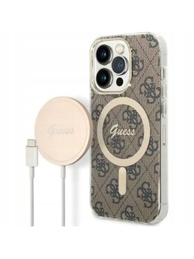 Guess Guess Etui na telefon 4G Metal Gold Logo Brązowy