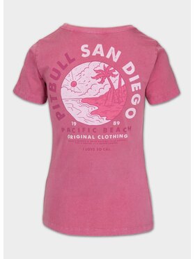 PITBULL PITBULL T-Shirt Koszulka damska Denim Washed PLANET SURF XL Różowy Regular Fit