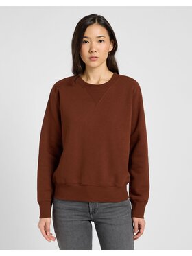 Lee Lee Bluza RAGLAN CREW SWS Brązowy Relaxed Fit