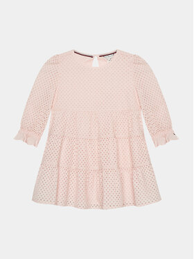 Tommy Hilfiger Tommy Hilfiger Každodenné šaty Broderie Anglaise KG0KG07779 M Ružová Regular Fit