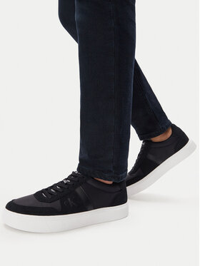 Calvin Klein Calvin Klein Superge Mixed Texture Lace Up Cupsole Trainers YM0YM01395 Črna