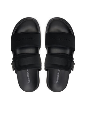 Calvin Klein Jeans Natikači Double Bar Sandal Wb In Br YM0YM00946 Črna