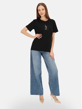 Potis & Verso Potis & Verso T-Shirt Roxa Czarny Regular Fit