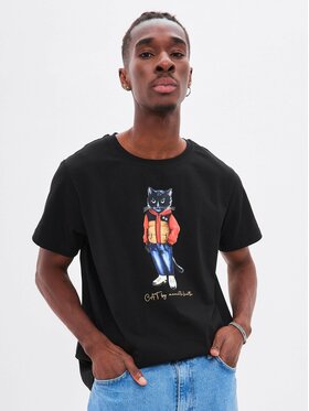 CAT by maniita lacitta CAT by maniita lacitta T-Shirt Printed men's t-shirt with CAT Czarny Regular Fit