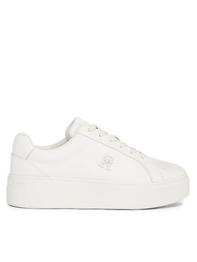 Tommy Hilfiger Tommy Hilfiger Sneakersy Platform Court Sneaker Nubuck FW0FW07912 Écru