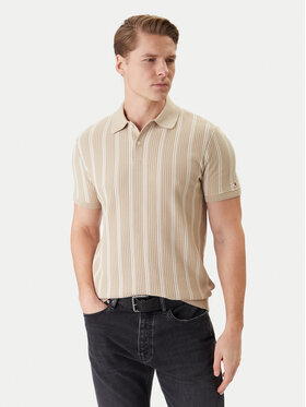 Tommy Hilfiger Tommy Hilfiger Polo Vertical MW0MW41949 Beżowy Regular Fit