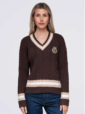 Ombre Ombre Svetr OW-SW-E0023 Tmavě hnědá Regular Fit