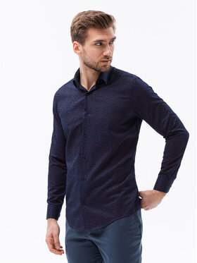 Ombre Ombre Koszula K617 Granatowy Regular Fit