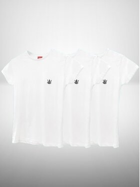 Jigga Wear Jigga Wear Komplet t-shirtów Zestaw 3 Damskich T-Shirtów Jigga Wear Mini Logo Biały L Biały Regular Fit