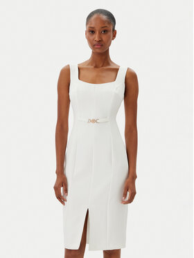 Fracomina Fracomina Coctailkleid FR25SD2001W42901 Écru Slim Fit