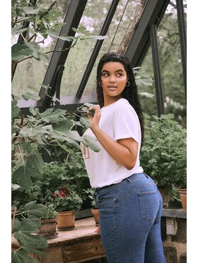 Evoked Vila Vila Farmer Stray 14082449 Kék Straight Fit