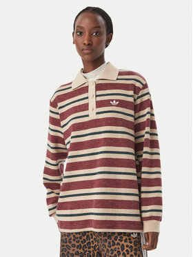 adidas adidas Суитшърт Stripe Knitted Polo Top LG4083 Бордо Regular Fit