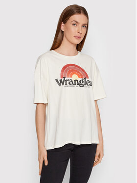Wrangler Wrangler T-Shirt Girlfriend W7R9GHC11 Biały Regular Fit