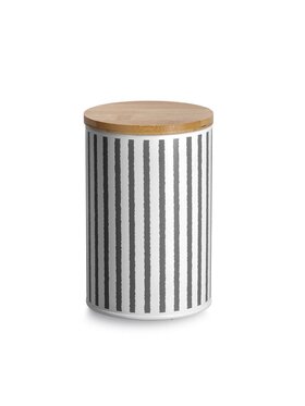 MIAhome MIAhome Puszka metalowa 16,5x10,5x10,5 cm w paski 1000 ml ZIBRA Biały