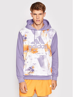 adidas adidas Mikina Allover Print Basketball H58461 Fialová Regular Fit