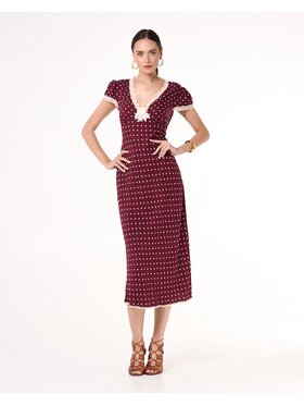 CASTELLANI CASTELLANI Sukienka codzienna Sukienka Polka Bordowy Regular Fit