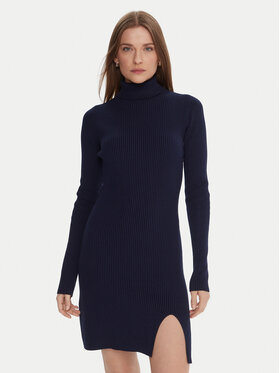 Kontatto Kontatto Trikotažinė suknelė 3M0827C Tamsiai mėlyna Slim Fit