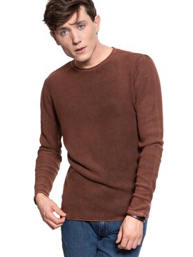 Mustang Mustang Sweter EMIL C WAFFLE Brązowy Regular Fit