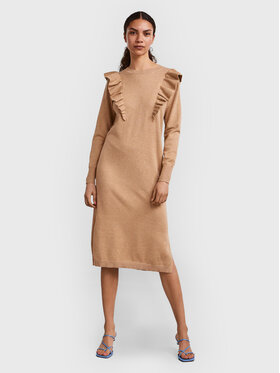 YAS YAS Úpletové šaty Hello 26028127 Béžová Regular Fit