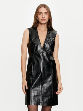 Sisley Sisley Tehisnahast kleit 4S6DLV06O Must Slim Fit