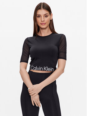 Calvin Klein Performance Calvin Klein Performance Tehnička majica 00GWS3K116 Crni premaz od rodija Cropped Fit