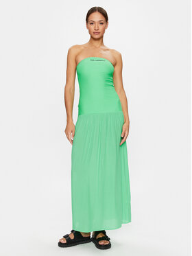 KARL LAGERFELD KARL LAGERFELD Poletna obleka Straples Beach Dress 231W2206 Zelena Regular Fit