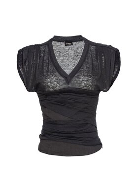 PINKO PINKO Top Torn top lino stretch Nero Fitted Fit
