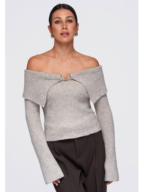 Ombre Ombre Sweter OW-SW-E0011 Beżowy Slim Fit