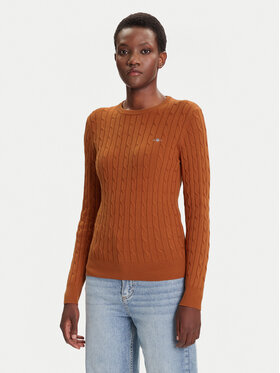 Gant Gant Sweter 4800100 Brązowy Slim Fit