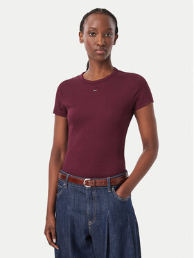 Tommy Jeans Tommy Jeans T-Shirt EssentialDW0DW17383 Fioletowy Slim Fit
