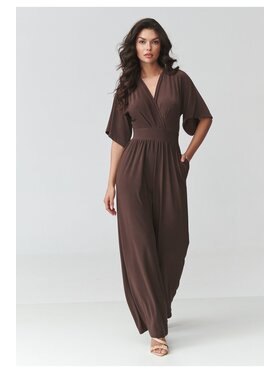 Makadamia Makadamia Kombinezon M939 Brązowy Loose Fit