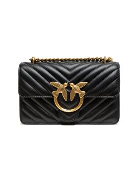 PINKO PINKO Torebka Black Leather Love One Mini Shoulder Czarny