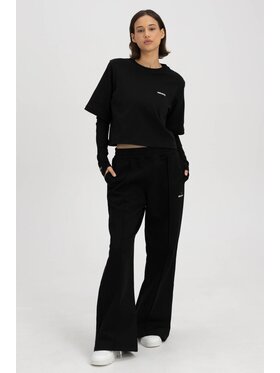 Misaga Misaga Spodnie dresowe CREASE WIDE-LEG Czarny Wide Leg