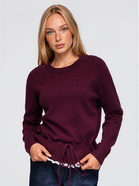 Ombre Ombre Svetr OW-SW-E0070 Bordó Relaxed Fit