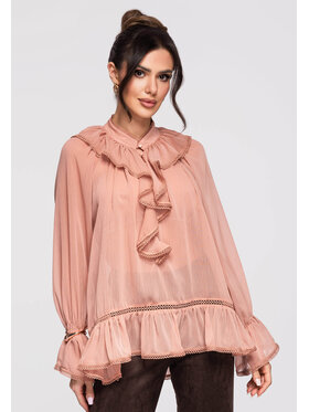 Ombre Ombre Bluzka OW-TS-E0005 Różowy ciemny Loose Fit