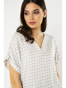 QUIOSQUE QUIOSQUE Bluzka KRAT SHIRT Biały Regular Fit
