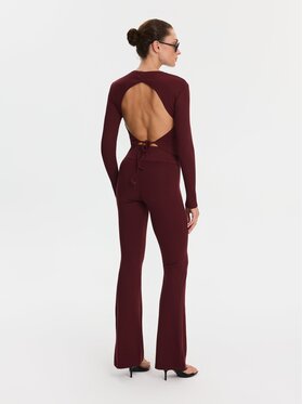 Nudyess Nudyess Top Ojos z prążka Bordowy Regular Fit